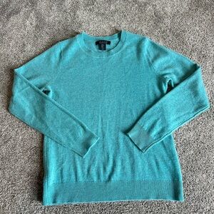 Tahari Sweater Womens M Teal 100% 2-Ply Cashmere Classic Fit Preppy Old Money